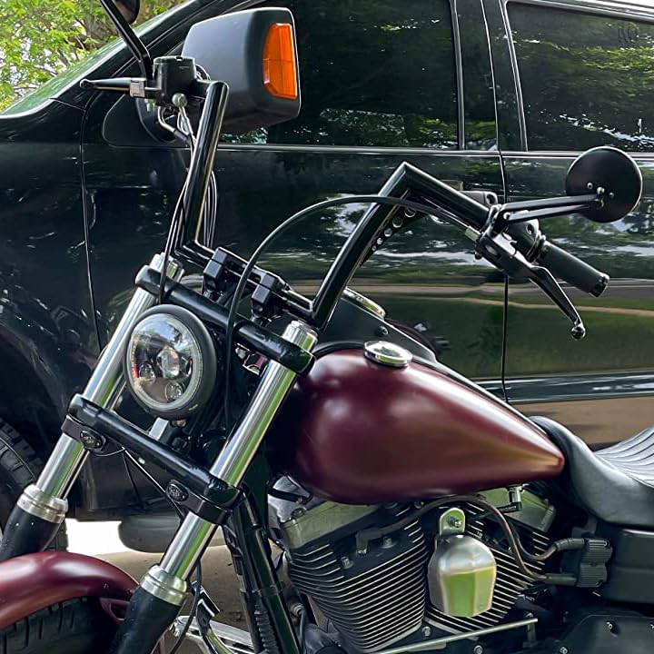 WSays 10" Rise Ape Hangers Handlebar 1-1/4" Diameter Bar Compatible with Harley Sportster XL 1200 883 Touring Road Glide Road King Softail Dyna Models, Gloss Black - Image 2